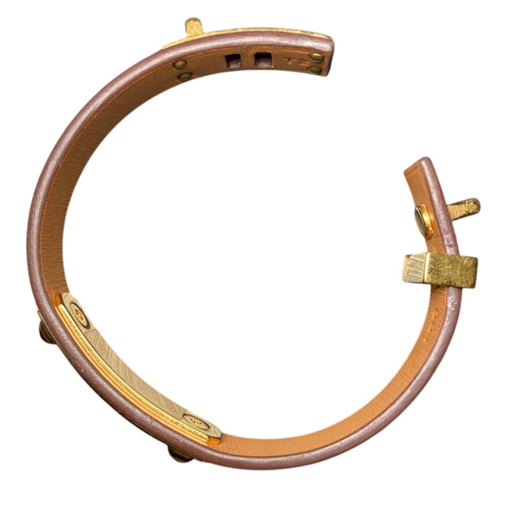 HERMES Hermes As de Coeur Heart Motif Leather Bracelet T2 Red Gold Color Women's - Picture 6 of 13